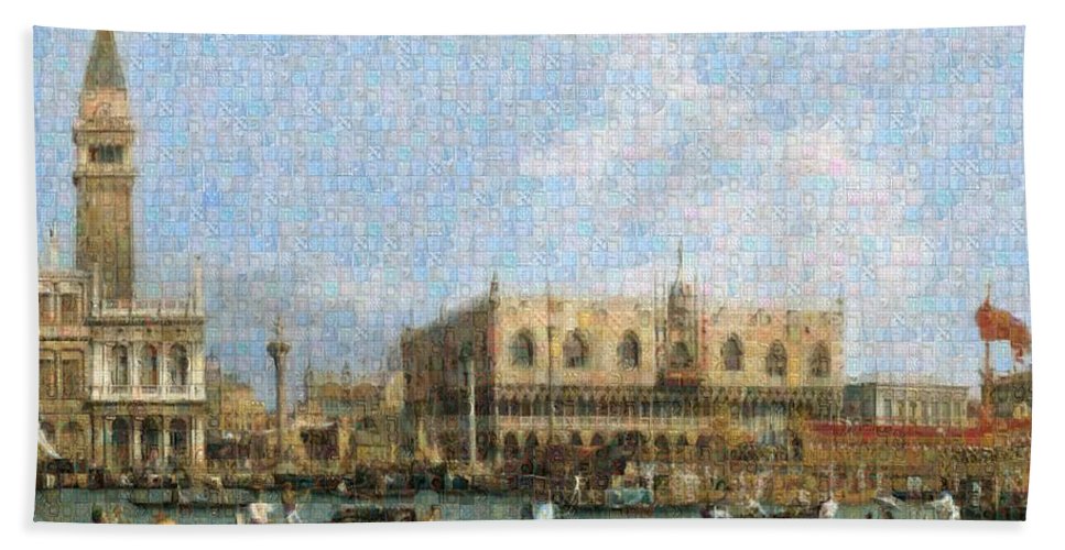 Tribute to Canaletto - Beach Towel - ALEFBET - THE HEBREW LETTERS ART GALLERY