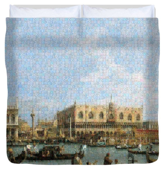 Tribute to Canaletto - Duvet Cover - ALEFBET - THE HEBREW LETTERS ART GALLERY
