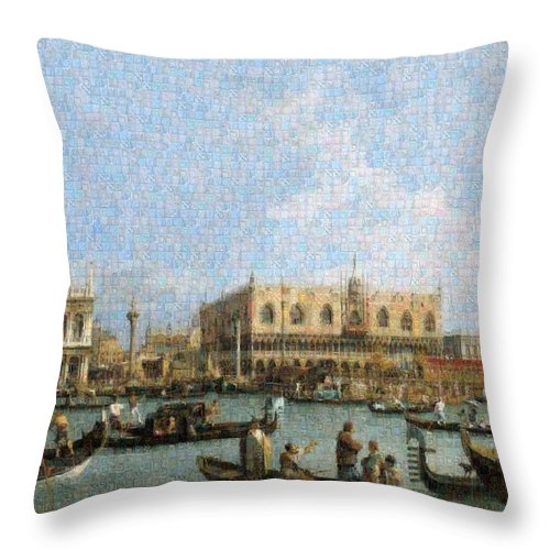 Tribute to Canaletto - Throw Pillow - ALEFBET - THE HEBREW LETTERS ART GALLERY