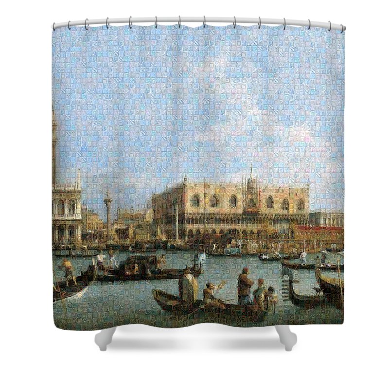 Tribute to Canaletto - Shower Curtain - ALEFBET - THE HEBREW LETTERS ART GALLERY