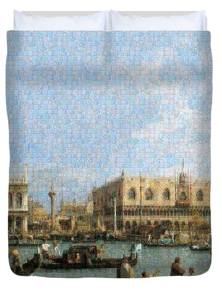 Tribute to Canaletto - Duvet Cover - ALEFBET - THE HEBREW LETTERS ART GALLERY