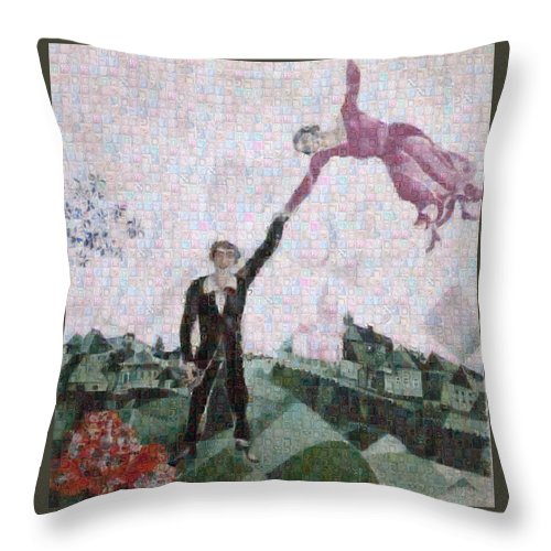 Tribute to Chagall . 2 - Throw Pillow - ALEFBET - THE HEBREW LETTERS ART GALLERY