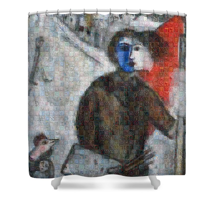 Tribute to Chagall . 3 - Shower Curtain - ALEFBET - THE HEBREW LETTERS ART GALLERY