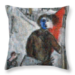 Tribute to Chagall . 3 - Throw Pillow - ALEFBET - THE HEBREW LETTERS ART GALLERY