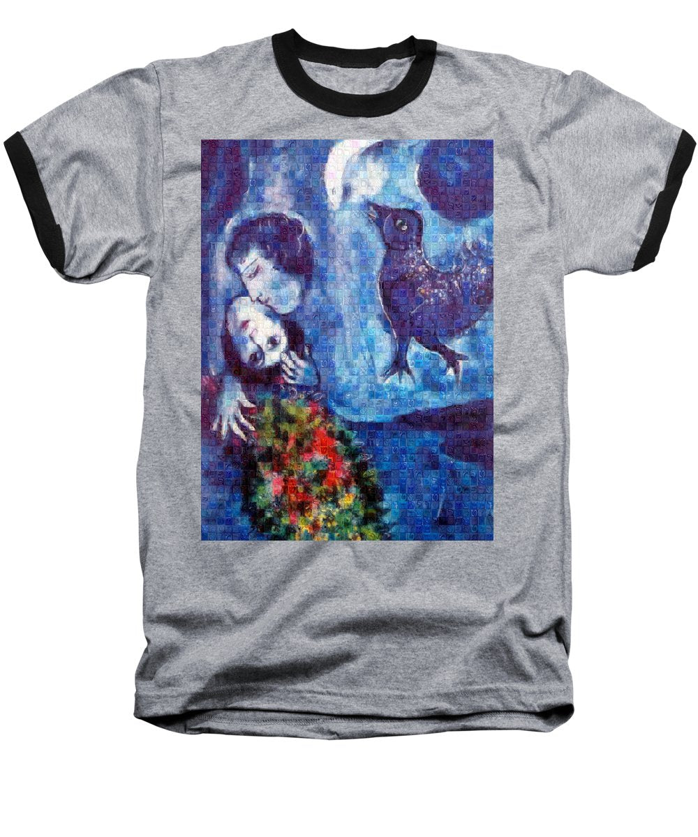 Tribute to Chagall . 4 - Baseball T-Shirt - ALEFBET - THE HEBREW LETTERS ART GALLERY