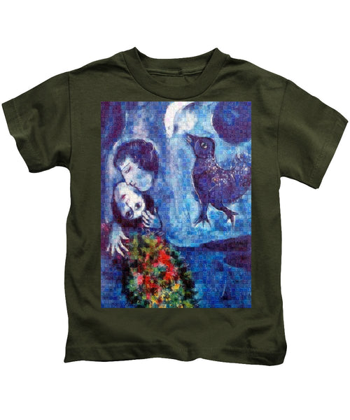 Tribute to Chagall . 4 - Kids T-Shirt - ALEFBET - THE HEBREW LETTERS ART GALLERY