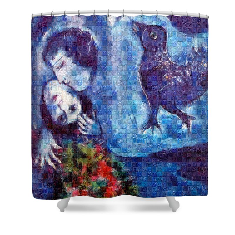 Tribute to Chagall . 4 - Shower Curtain - ALEFBET - THE HEBREW LETTERS ART GALLERY
