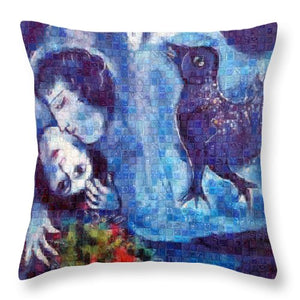 Tribute to Chagall . 4 - Throw Pillow - ALEFBET - THE HEBREW LETTERS ART GALLERY