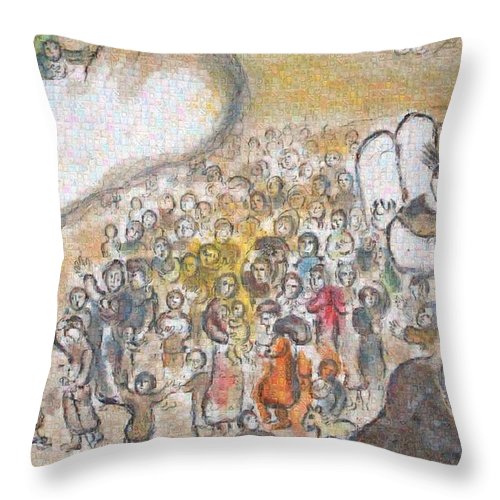 Tribute to Chagall - 6 - Throw Pillow - ALEFBET - THE HEBREW LETTERS ART GALLERY