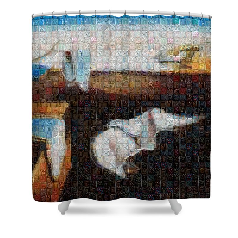 Tribute to Dali - 1 - Shower Curtain - ALEFBET - THE HEBREW LETTERS ART GALLERY