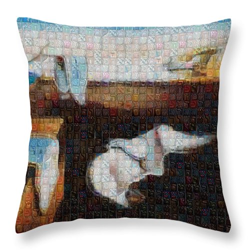 Tribute to Dali - 1 - Throw Pillow - ALEFBET - THE HEBREW LETTERS ART GALLERY