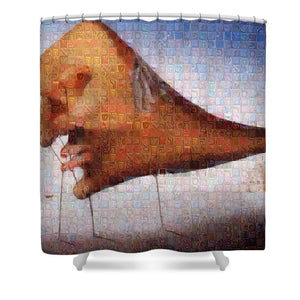 Tribute to Dali - 2 - Shower Curtain - ALEFBET - THE HEBREW LETTERS ART GALLERY