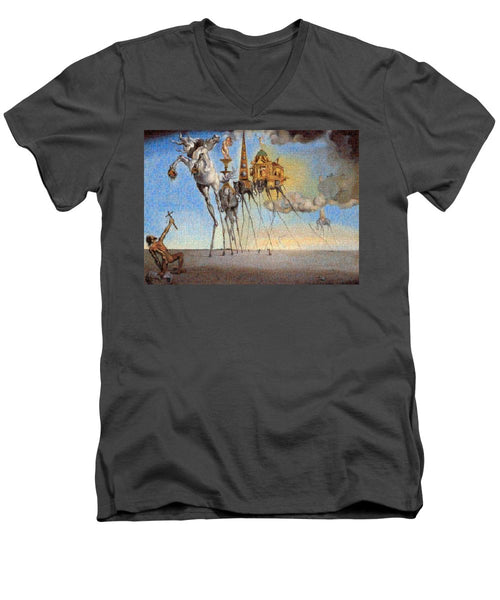 Tribute to Dali - 3 - Men's V-Neck T-Shirt - ALEFBET - THE HEBREW LETTERS ART GALLERY