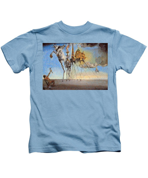 Tribute to Dali - 3 - Kids T-Shirt - ALEFBET - THE HEBREW LETTERS ART GALLERY