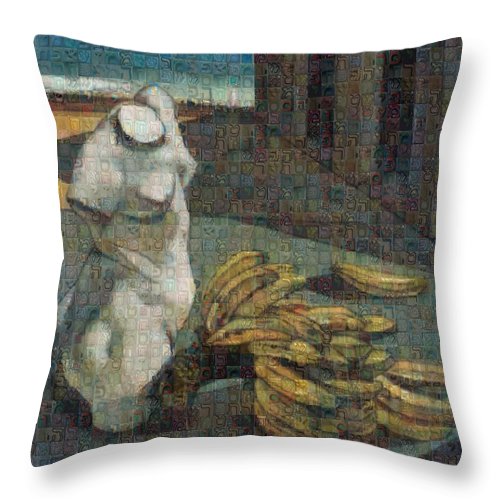 Tribute to De Chirico - 1 - Throw Pillow - ALEFBET - THE HEBREW LETTERS ART GALLERY