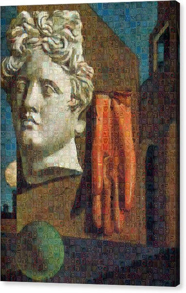Tribute to De Chirico - 2 - Canvas Print - ALEFBET - THE HEBREW LETTERS ART GALLERY