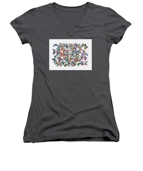 Tribute to Gestein - Women's V-Neck - ALEFBET - THE HEBREW LETTERS ART GALLERY