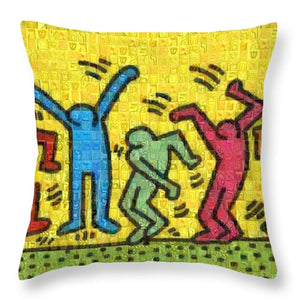 Tribute to Haring - Throw Pillow - ALEFBET - THE HEBREW LETTERS ART GALLERY