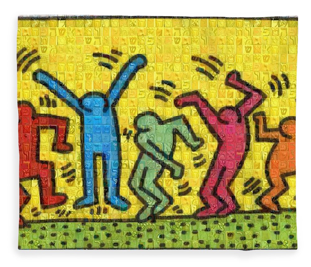 Tribute to Haring - Blanket - ALEFBET - THE HEBREW LETTERS ART GALLERY