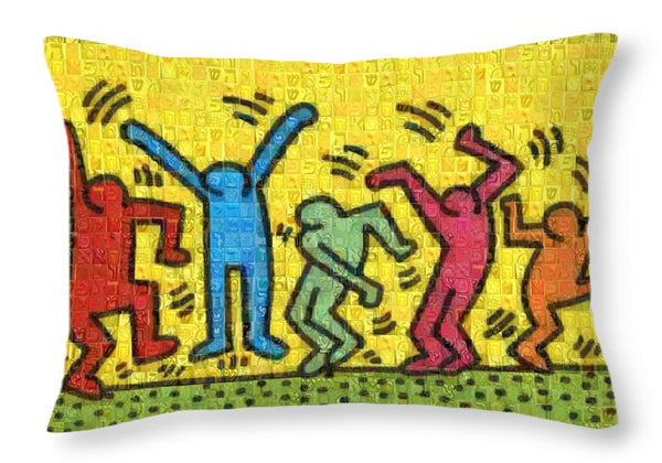 Tribute to Haring - Throw Pillow - ALEFBET - THE HEBREW LETTERS ART GALLERY