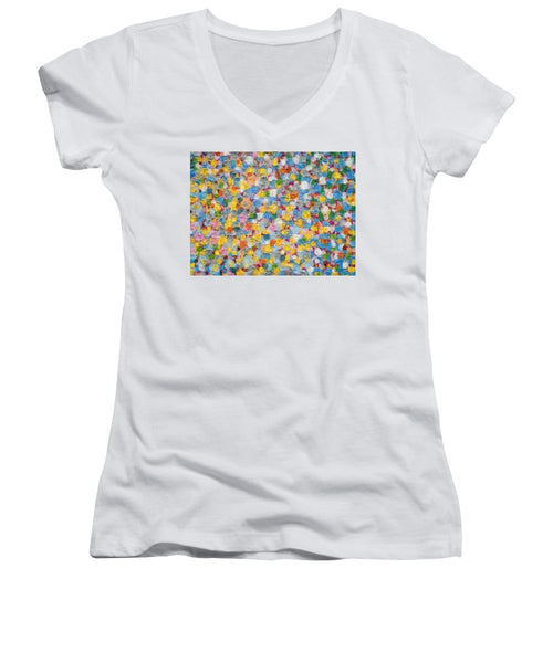 Tribute to Hirst - Women's V-Neck - ALEFBET - THE HEBREW LETTERS ART GALLERY