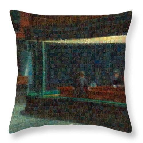Tribute to Hopper - Throw Pillow - ALEFBET - THE HEBREW LETTERS ART GALLERY