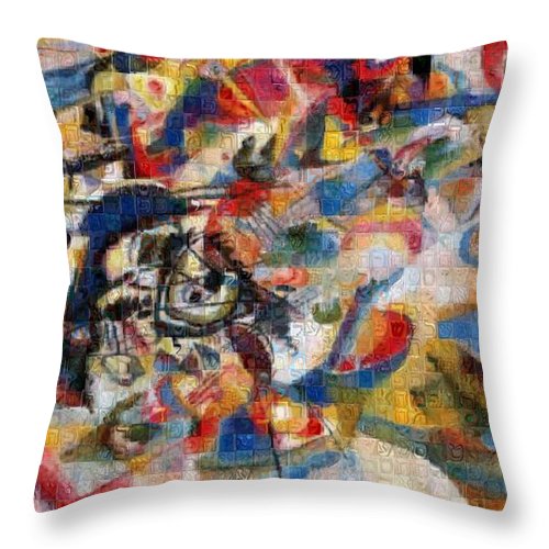 Tribute to Kandinsky - 1 - Throw Pillow - ALEFBET - THE HEBREW LETTERS ART GALLERY