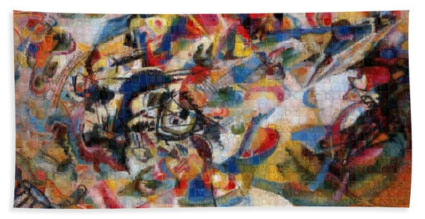 Tribute to Kandinsky - 1 - Bath Towel - ALEFBET - THE HEBREW LETTERS ART GALLERY
