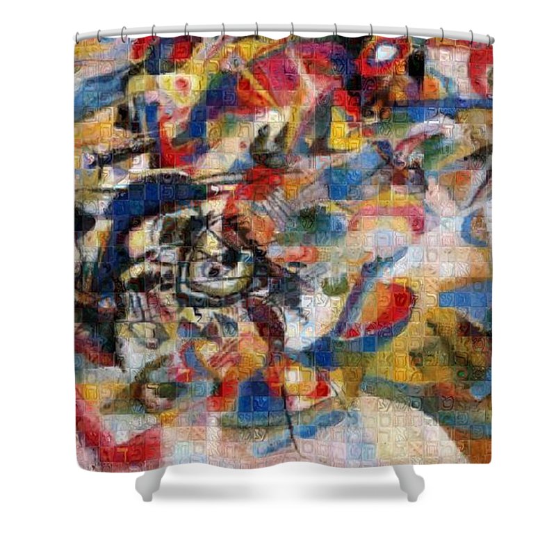 Tribute to Kandinsky - 1 - Shower Curtain - ALEFBET - THE HEBREW LETTERS ART GALLERY