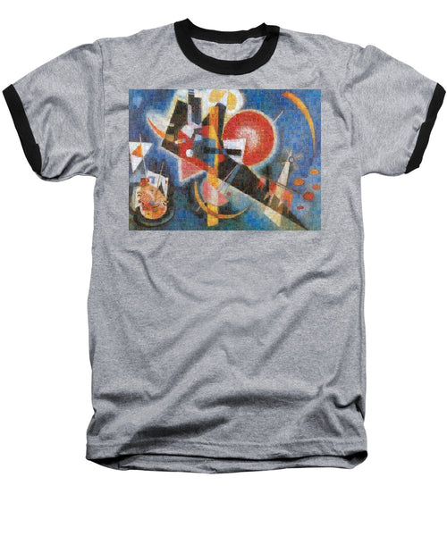 Tribute to Kandinsky - 3  - Baseball T-Shirt - ALEFBET - THE HEBREW LETTERS ART GALLERY