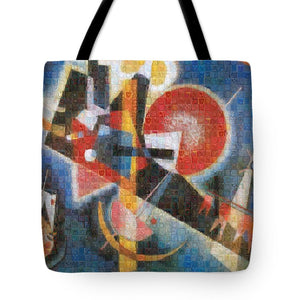 Tribute to Kandinsky - 3  - Tote Bag - ALEFBET - THE HEBREW LETTERS ART GALLERY