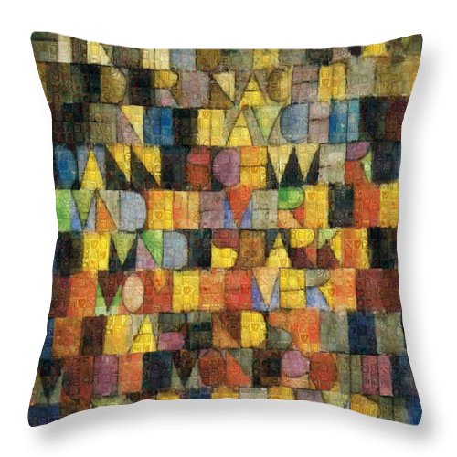 Tribute to Klee - 2 - Throw Pillow - ALEFBET - THE HEBREW LETTERS ART GALLERY