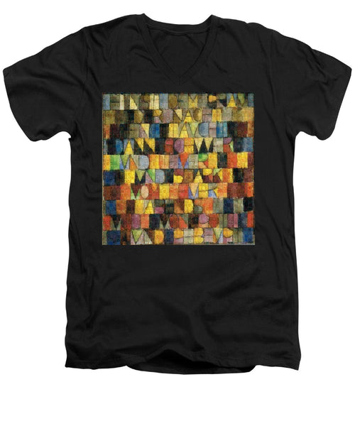 Tribute to Klee - 2 - Men's V-Neck T-Shirt - ALEFBET - THE HEBREW LETTERS ART GALLERY