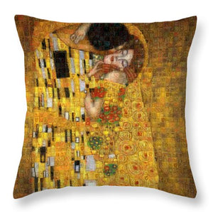 Tribute to Klimt - Throw Pillow - ALEFBET - THE HEBREW LETTERS ART GALLERY