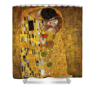 Tribute to Klimt - Shower Curtain - ALEFBET - THE HEBREW LETTERS ART GALLERY