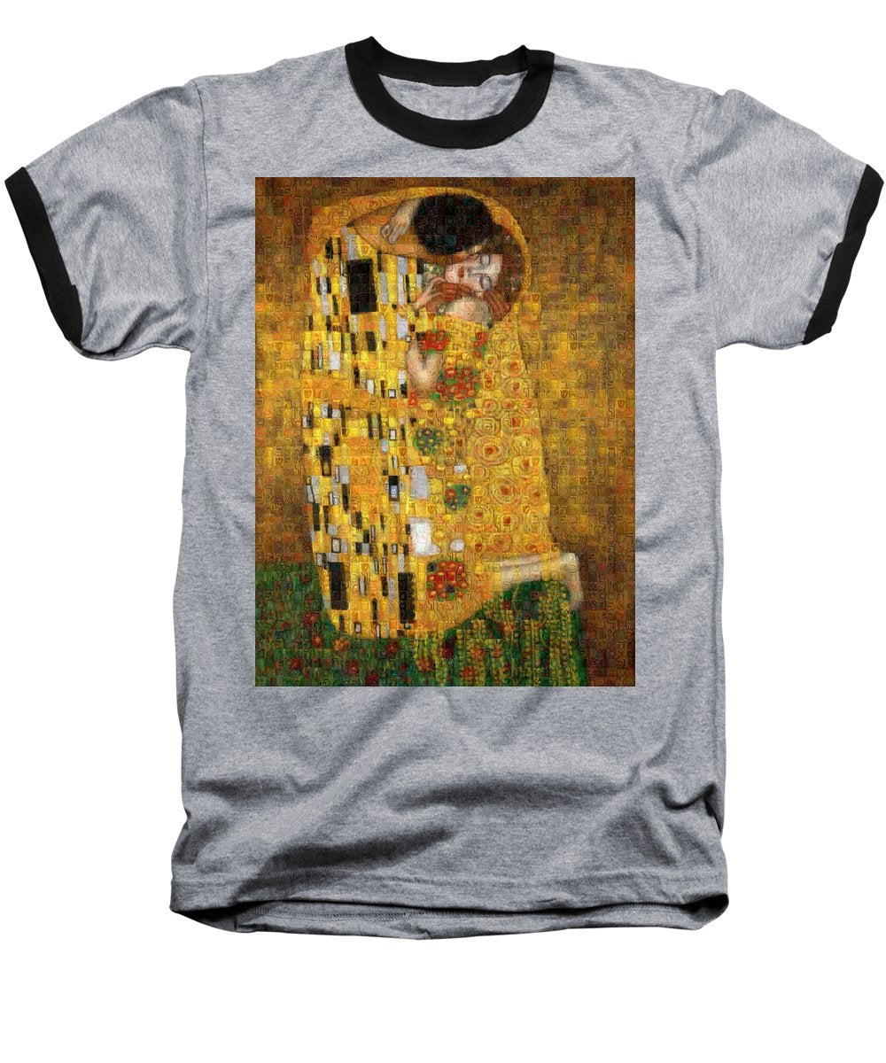 Tribute to Klimt - Baseball T-Shirt - ALEFBET - THE HEBREW LETTERS ART GALLERY