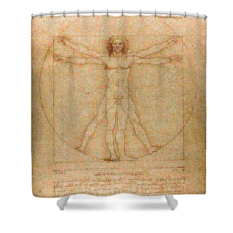 Tribute to Leonardo - Shower Curtain - ALEFBET - THE HEBREW LETTERS ART GALLERY