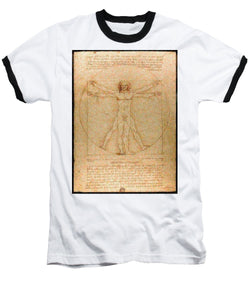 Tribute to Leonardo - Baseball T-Shirt - ALEFBET - THE HEBREW LETTERS ART GALLERY