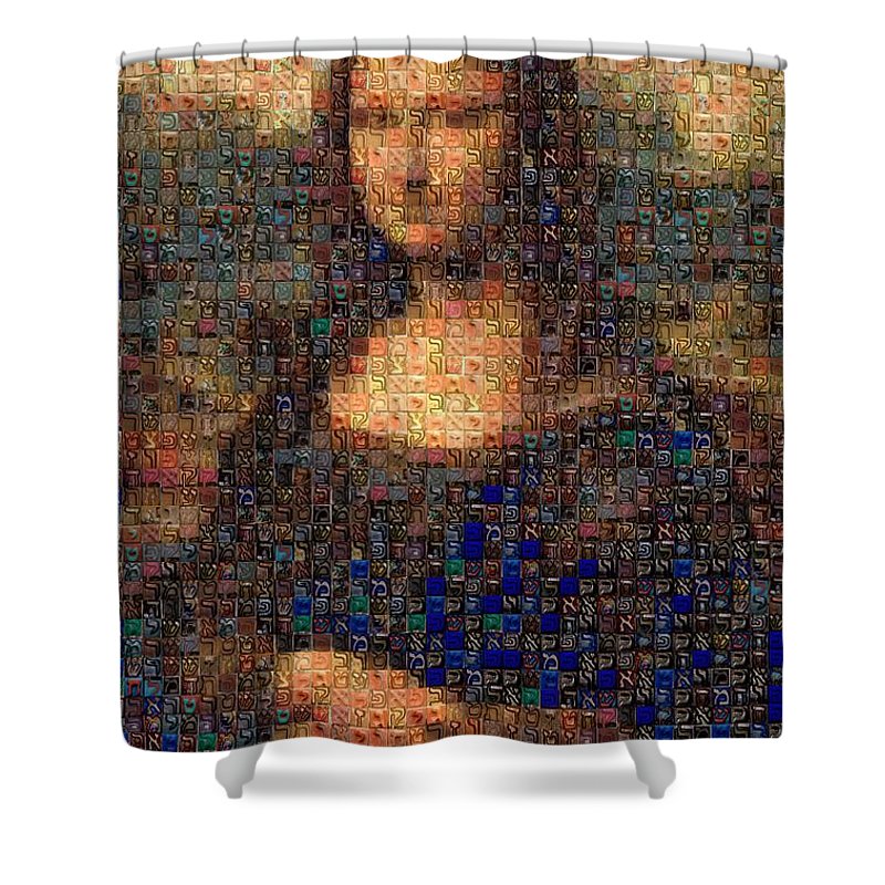 Tribute to Leonardo - Mona Lisa - Shower Curtain - ALEFBET - THE HEBREW LETTERS ART GALLERY