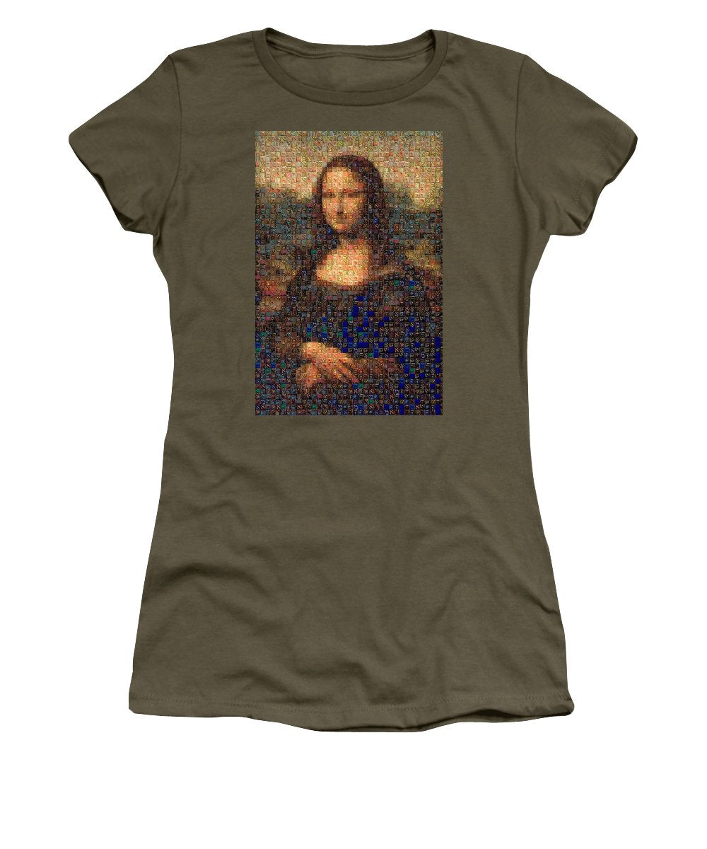 Tribute to Leonardo - Mona Lisa - Women's T-Shirt - ALEFBET - THE HEBREW LETTERS ART GALLERY