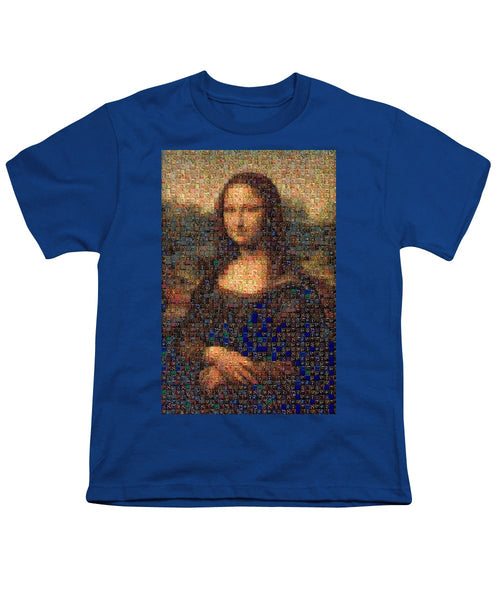 Tribute to Leonardo - Mona Lisa - Youth T-Shirt - ALEFBET - THE HEBREW LETTERS ART GALLERY