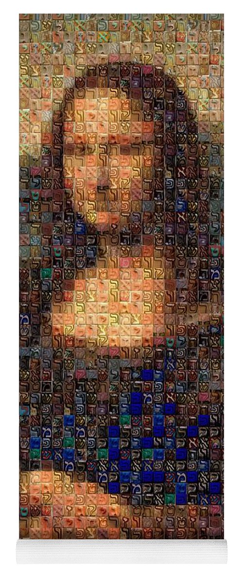 Tribute to Leonardo - Mona Lisa - Yoga Mat - ALEFBET - THE HEBREW LETTERS ART GALLERY