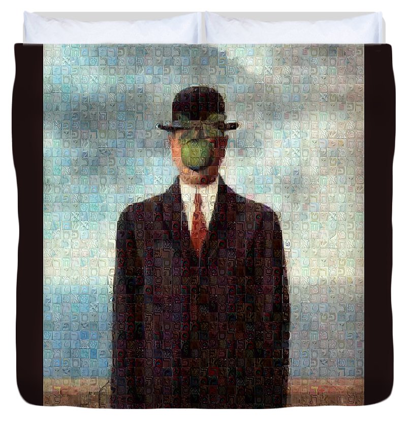 Tribute to MAgritte - Duvet Cover - ALEFBET - THE HEBREW LETTERS ART GALLERY
