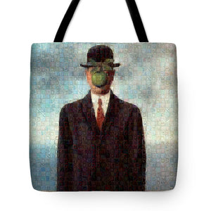 Tribute to MAgritte - Tote Bag - ALEFBET - THE HEBREW LETTERS ART GALLERY