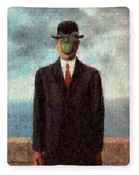 Tribute to MAgritte - Blanket - ALEFBET - THE HEBREW LETTERS ART GALLERY