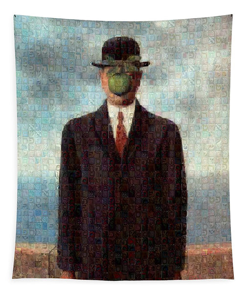 Tribute to MAgritte - Tapestry - ALEFBET - THE HEBREW LETTERS ART GALLERY