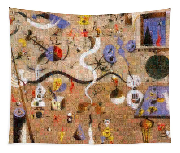 Tribute to Miro - 1 - Tapestry - ALEFBET - THE HEBREW LETTERS ART GALLERY