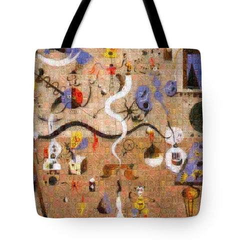 Tribute to Miro - 1 - Tote Bag - ALEFBET - THE HEBREW LETTERS ART GALLERY