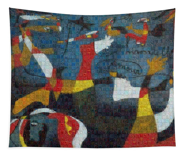 Tribute to Miro - 2 - Tapestry - ALEFBET - THE HEBREW LETTERS ART GALLERY