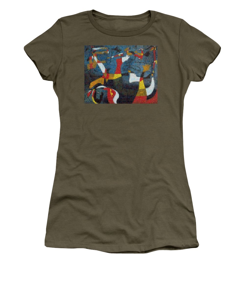 Tribute to Miro - 2 - Women's T-Shirt - ALEFBET - THE HEBREW LETTERS ART GALLERY
